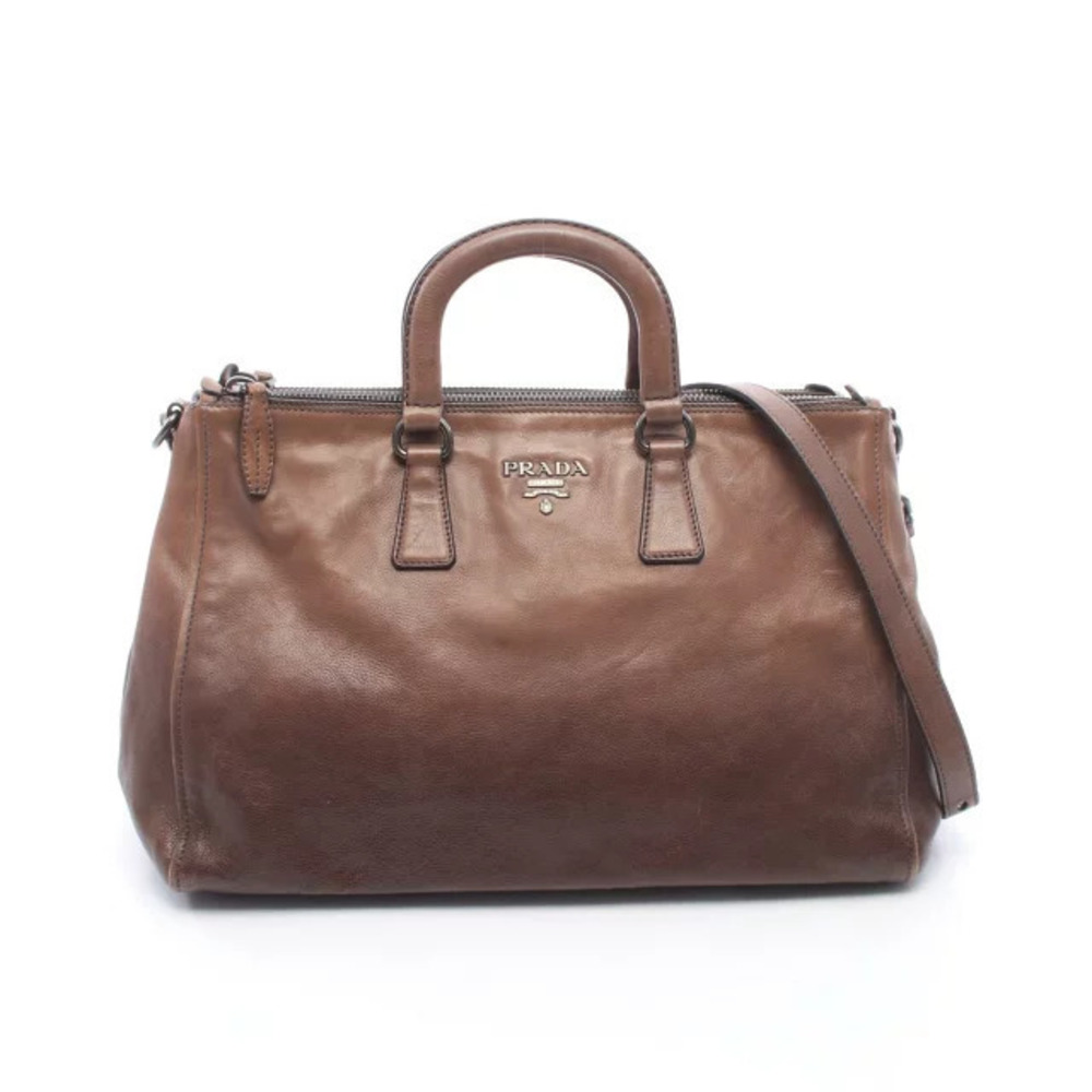 Prada Metal Gradient Tote Bag Leather Brown